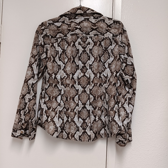 Micheal Kors Sheer Snake Skin Zip-Up Shirt - Picture 9 of 9